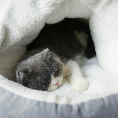 Cama Felina de Terciopelo Mongoliano con Cortina - Refugio Semiabierto Cómodo para Gatos - Image 5