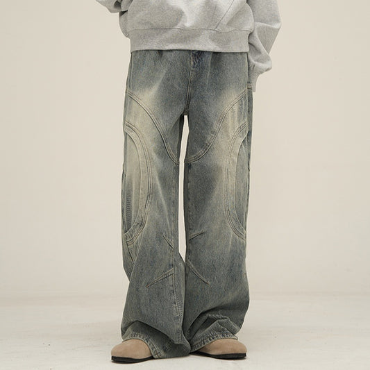 Jeans Rectos Hombre Diseño Deconstruido Niche