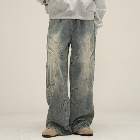 Jeans Rectos Hombre Diseño Deconstruido Niche