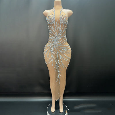 Vestido de Noche Gasa Cristal Brillante para Anfitriona - Image 8