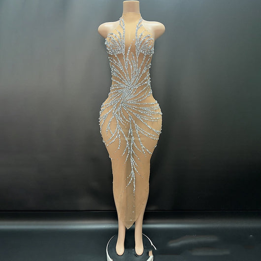 Vestido de Noche Gasa Cristal Brillante para Anfitriona - Image 8