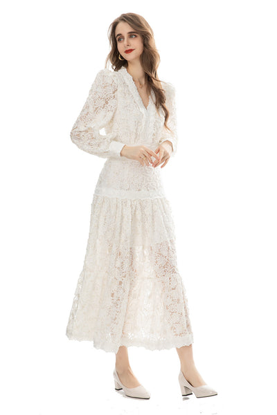 Falda Larga de Encaje Transparente para Mujer - Image 24