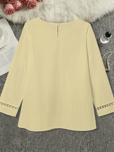 Blusa Semitransparente con Cuello Redondo y Detalles Calados - Image 21