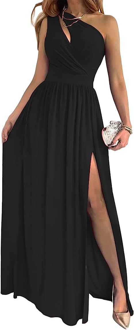 Vestido Maxi Elegante con Abertura Alta y Escote Asimétrico - Image 6