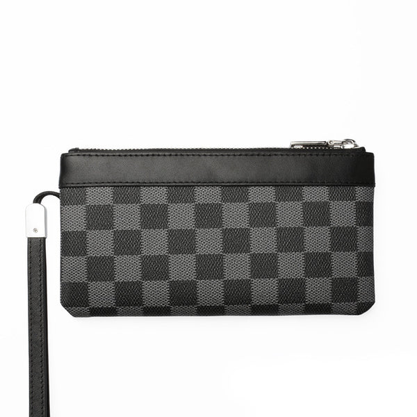 Billetera Clutch de Cuero Premium con Patrón Escocés