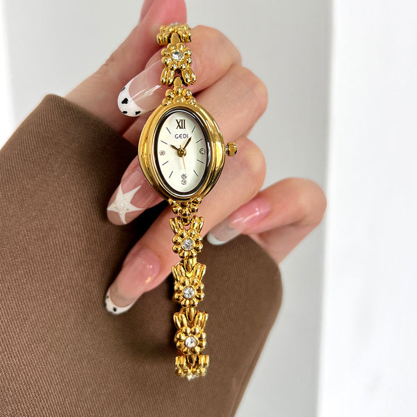 Reloj Compacto Retro de Lujo para Mujer con Diseño Exquisito