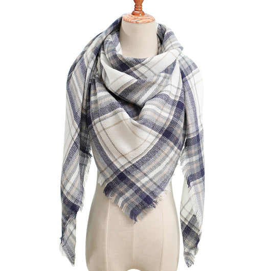 Bufanda de Cashmira Artificial Otoño Invierno Triangular Pareja Cuadros Cálida - Image 43