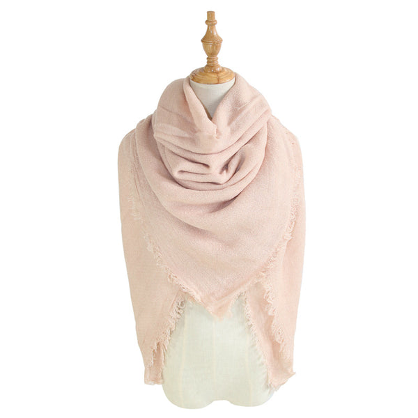 Chal Cuadrado de Colores Sólidos con Pashmina Larga