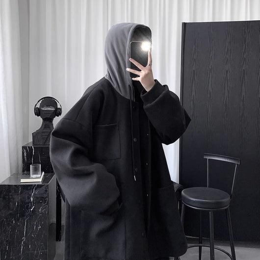 Abrigo de Lana Acolchado con Capucha para Hombre - Largo Medio - Image 3
