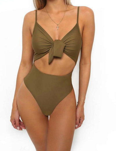 Traje de Baño Enterizo Sexy con Nudo y Estampado ZC2520 - Image 16