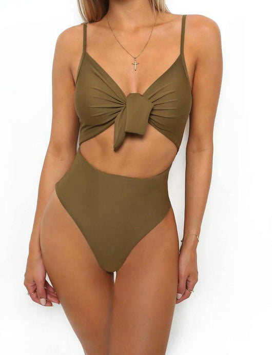 Traje de Baño Enterizo Sexy con Nudo y Estampado ZC2520 - Image 16