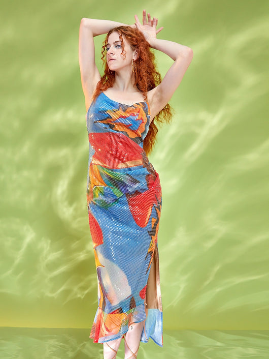 Vestido Ajustado Navideño con Estampado de Cuentas Dulce y Picante - Image 10