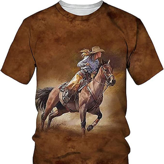 Camiseta Unisex Estampado 3D Digital Manga Corta Cuello Redondo