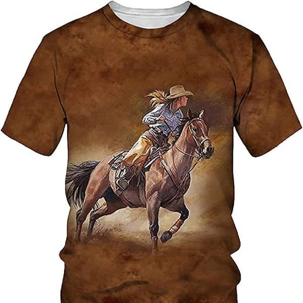 Camiseta Unisex Estampado 3D Digital Manga Corta Cuello Redondo