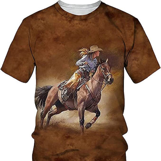 Camiseta Unisex Estampado 3D Digital Manga Corta Cuello Redondo