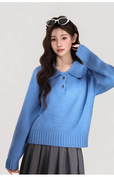 Suéter Tejido Azul con Solapa para Mujer - Image 11