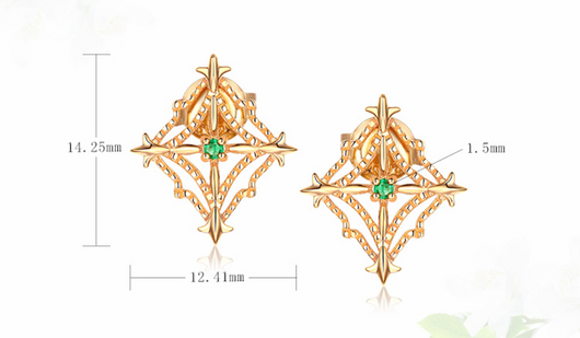 Aretes de Esmeralda Natural Corte Diamante Hueco con Perlas - Image 6