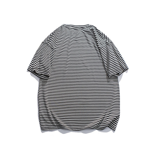 Camiseta Japonesa a Rayas con Manga Corta Suelta - Image 2