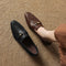 Zapatos de Tacón Grueso Retro con Punta Redonda en Gamuza Natural
