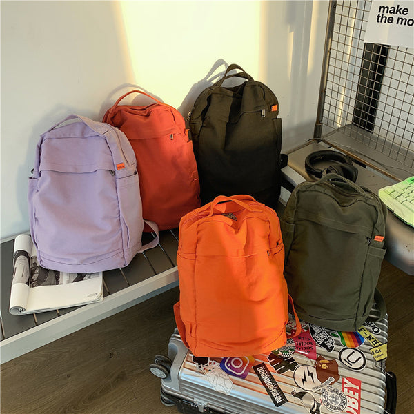 Bolsa de Lona Lavada Gran Capacidad Colores Sólidos para Mujer