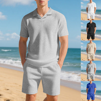 Conjunto Casual de Polo Holgado y Shorts para Hombre - Image 33