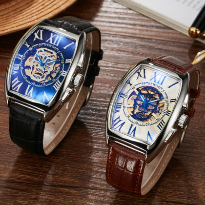Reloj Mecánico para Hombre con Fondo Transparente y Diseño Barril - Image 3