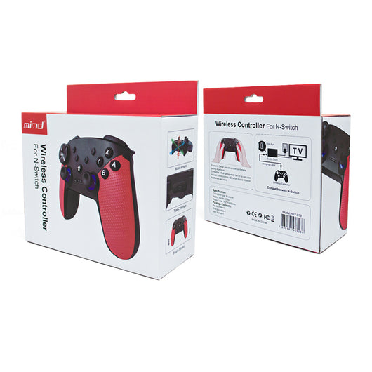 Black and red wireless Bluetooth gamepad with textured grips, dual analog sticks, D-pad, and face buttons. - Image 8