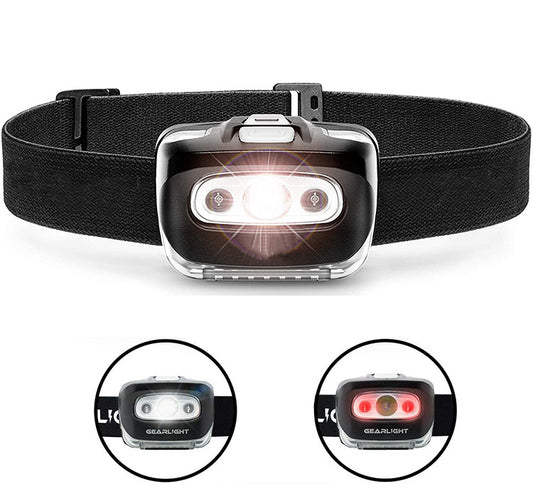 Linterna Frontal LED 3W con 3 Luces XPG y 2 Focos Rojos