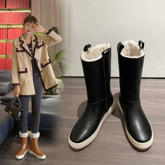 Botas de Nieve para Mujer con Forro de Peluche - Caña Media