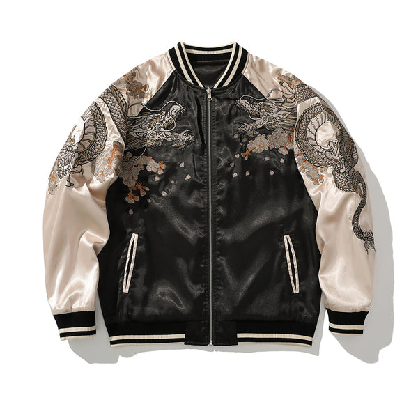 Chaqueta Suelta Estilo Chino con Bordado en Poliéster para Hombre