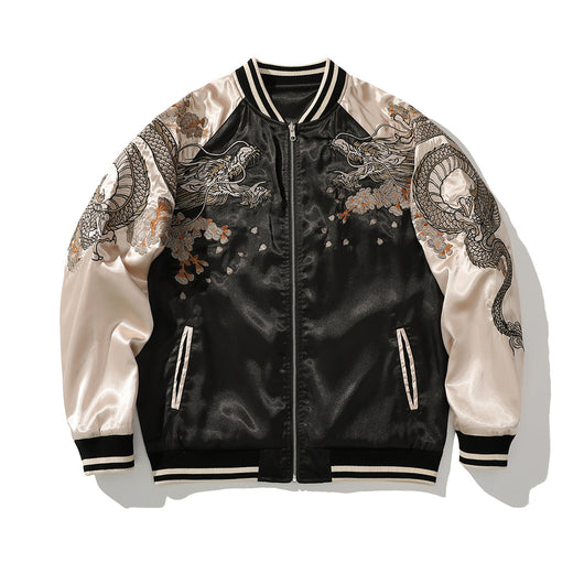 Chaqueta Suelta Estilo Chino con Bordado en Poliéster para Hombre