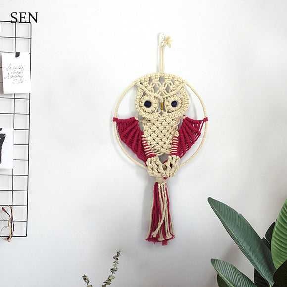 Tapiz tejido artesanal de cuerda de algodón para pared