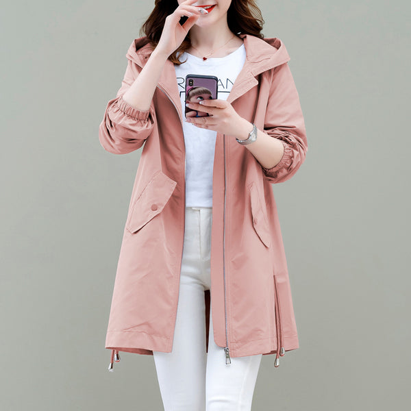 Chaqueta Cortaviento Casual Mujer Largo Medio
