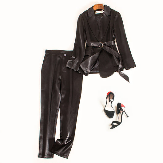 Blazer Satinado Casual para Mujer con Cintura Ajustada - Image 3