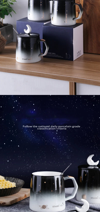 Taza de Cerámica Cielo Estrellado con Tapa y Cuchara - Image 20