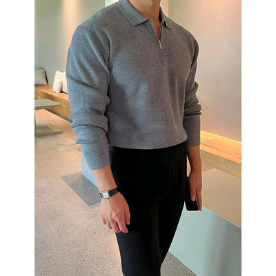 Polo de Punto Gris Manga Larga para Hombre - Perfecto para Otoño - Image 18