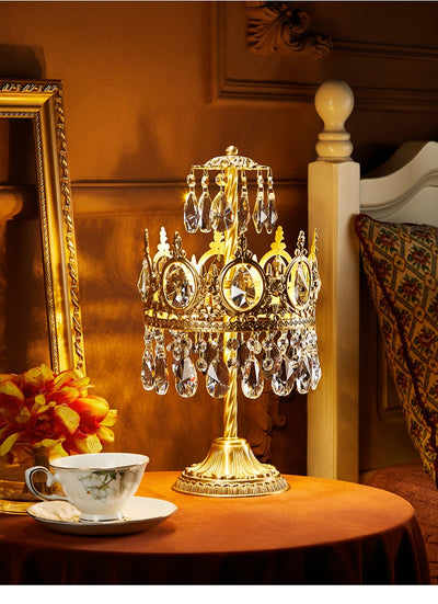 Lámpara de Mesa Vintage Mesita de Noche Latón y Cristal Estilo Rústico - Image 11