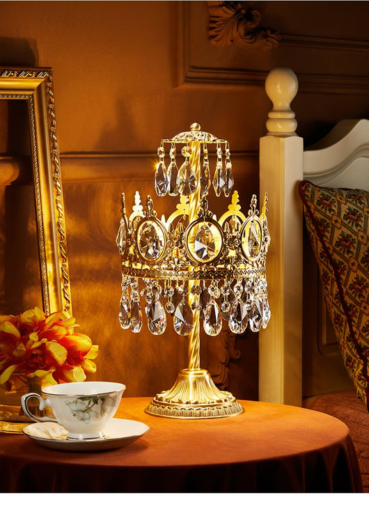 Lámpara de Mesa Vintage Mesita de Noche Latón y Cristal Estilo Rústico - Image 11