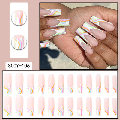 Uñas Postizas Degradado Floral con Efecto Espejo Electroplatado - Image 34
