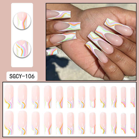 Uñas Postizas Degradado Floral con Efecto Espejo Electroplatado - Image 34