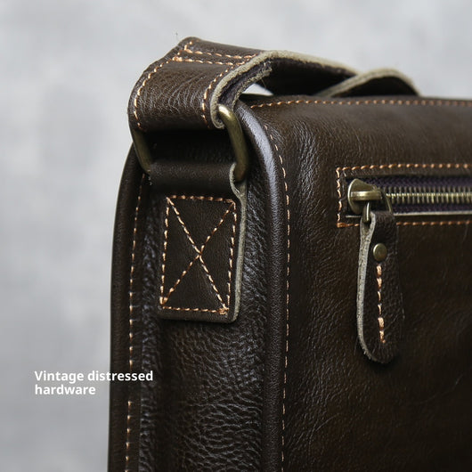 Bolsa Bandolera de Cuero Genuino para Hombre Hecha a Mano - Image 10