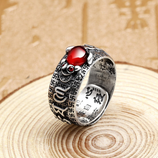 Anillo Pixiu Corazón Sutra Budista - Amuleto de Buena Suerte Unisex - Image 2