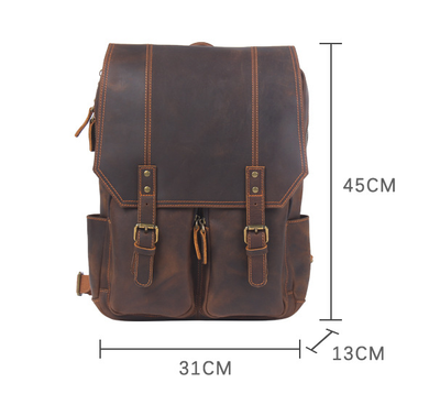 Mochila de Cuero Estilo Retro con Gran Capacidad para Hombre - Image 17
