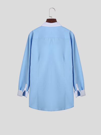 Camisa Ejecutiva Bicolor de Manga Larga para Adolescentes - Image 3