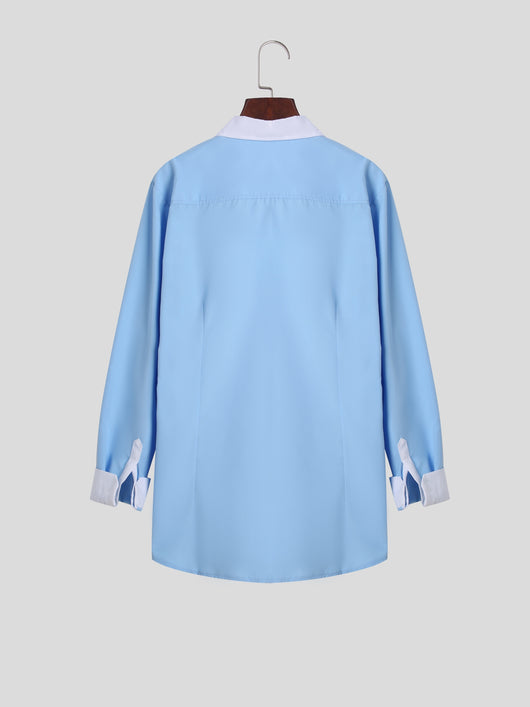 Camisa Ejecutiva Bicolor de Manga Larga para Adolescentes - Image 3