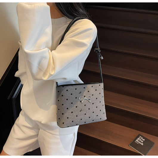Bolsa Crossbody de Lona con Lunares y Moño Fashion - Image 39