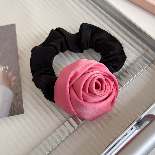 Anillo para Cabello de Satén con Rosa Hecha a Mano - Alta Elasticidad - Image 8