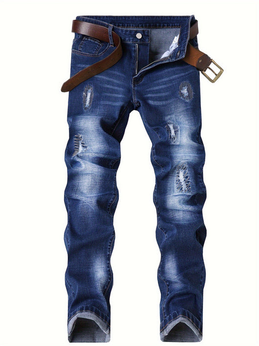 Pantalones Vaqueros Stretch Rotos con Detalles Bordados para Hombre - Image 12