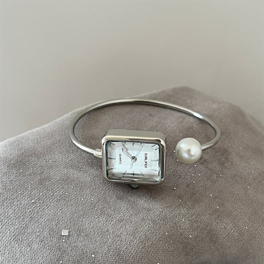 Reloj Pulsera Lujo Perla Cuadrada Dorado para Mujer - Image 3