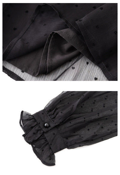 Blusa Larga de Gasa con Lunares para Mujer - Image 15